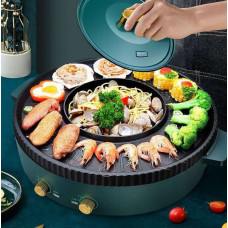 2-in-1 Electric Hotpot & Non-Stick BBQ Grill Pan